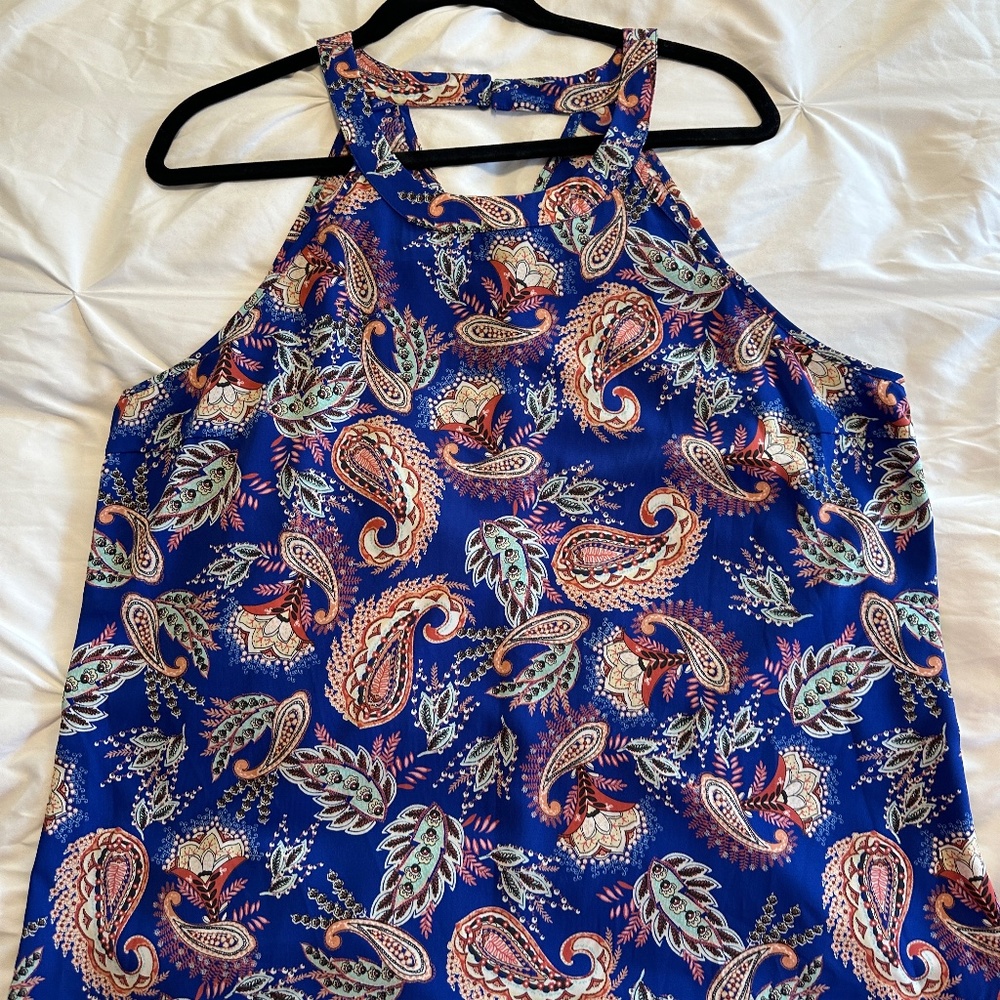 Stitch Fix Skies Are Blue Janita Halter Top in Cobalt Blue Paisley